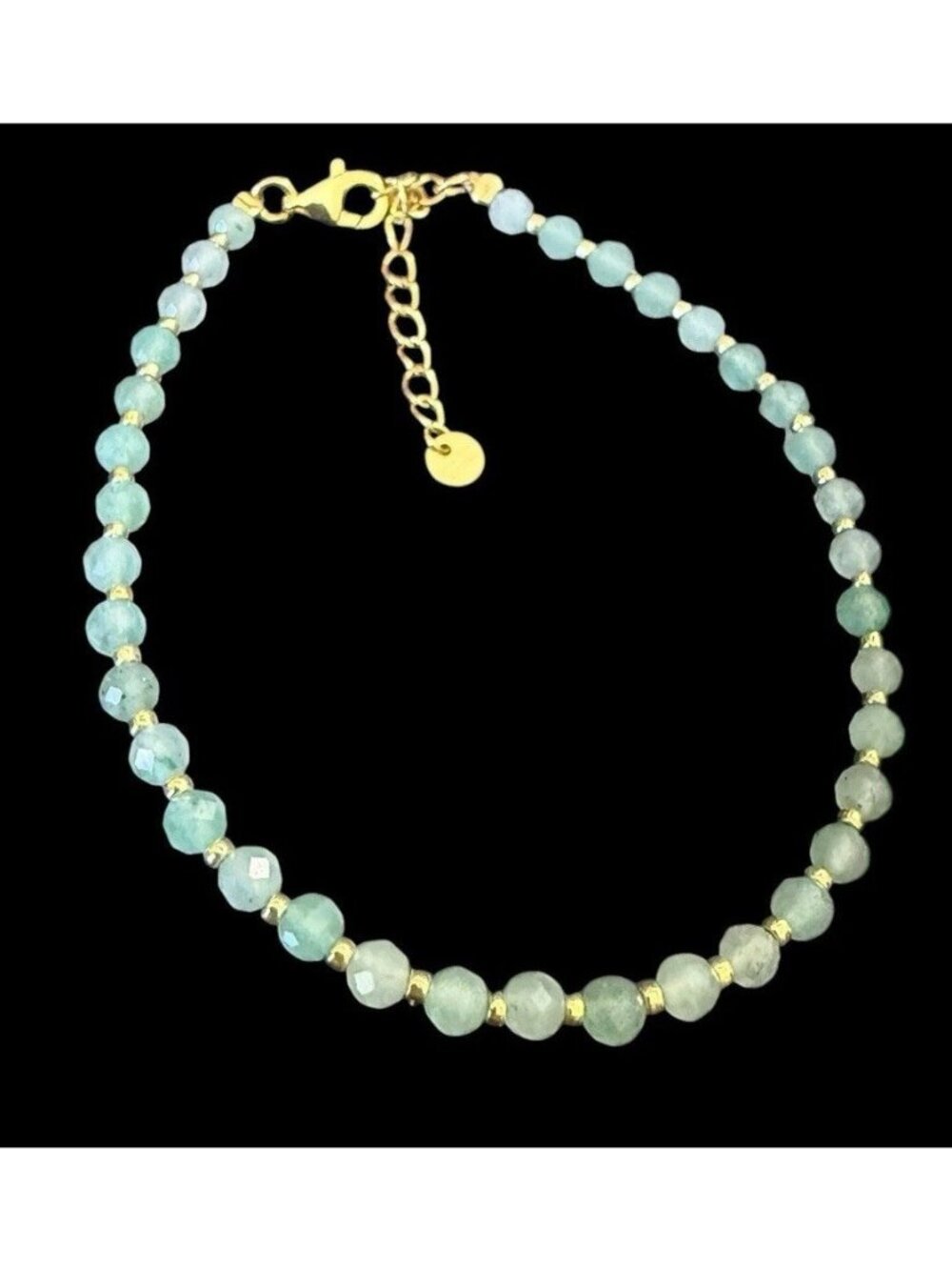 925 Sterling Vermeil ESSENTIAL RITUAL Green Gemstone Adjustable Bracelet